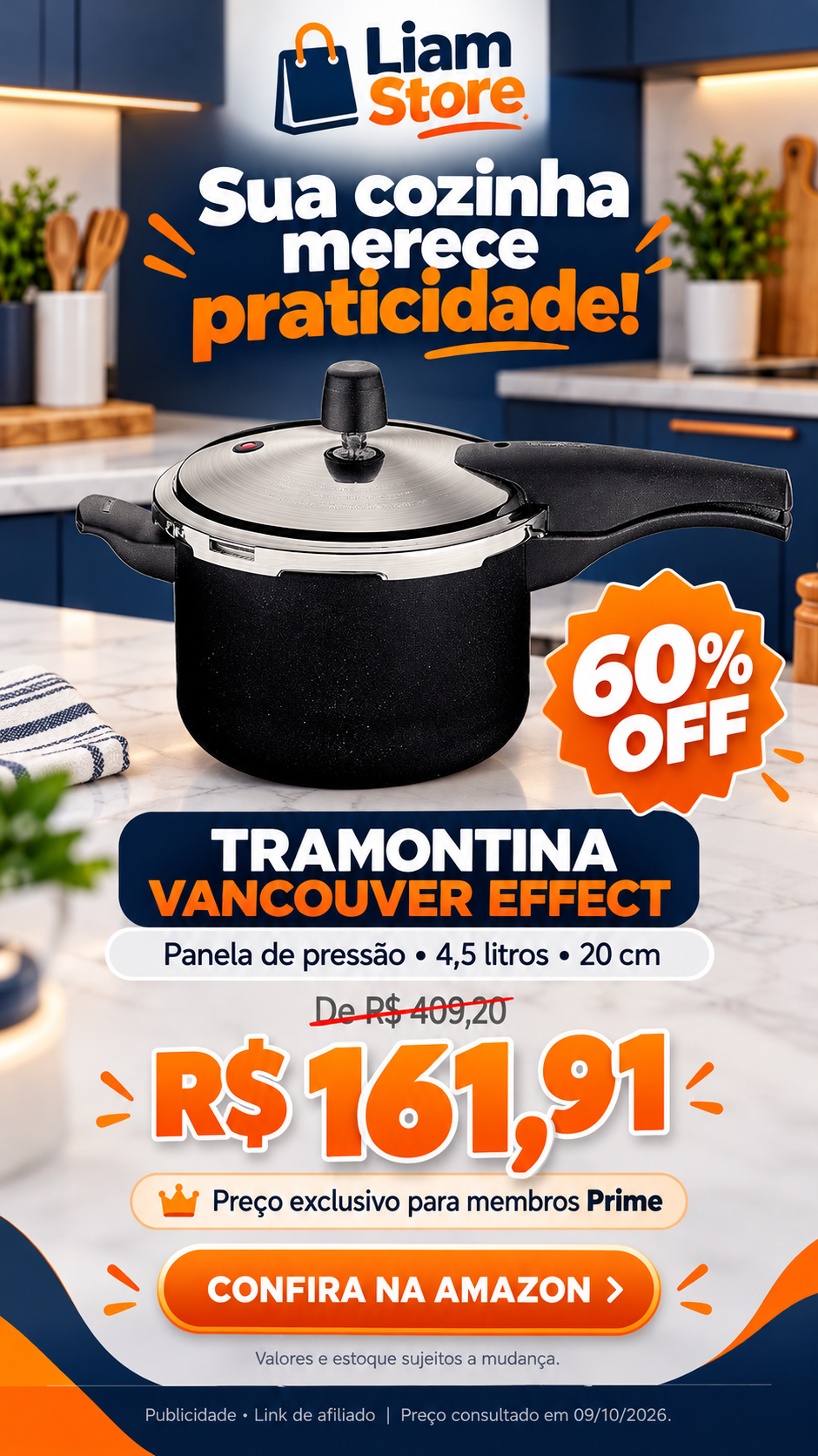 Panela de pressão Tramontina Vancouver Effect 4,5L